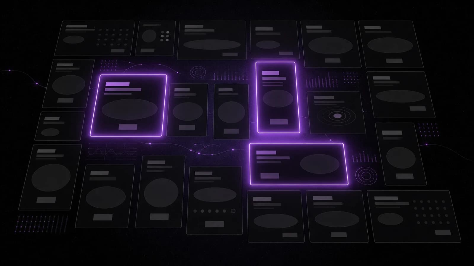 Grid of ad creative variants in square, vertical and landscape formats, with the top-performing variants lit up.